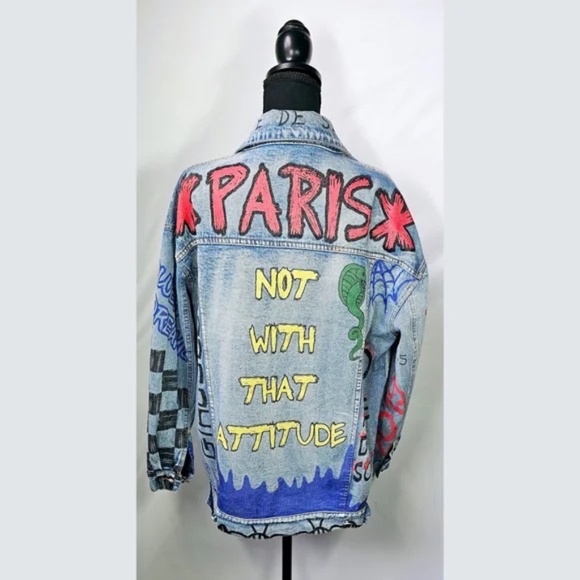 AKIRA AZALEA WANG RUDE PRINTED DENIM JACKET - Picture 8 of 8